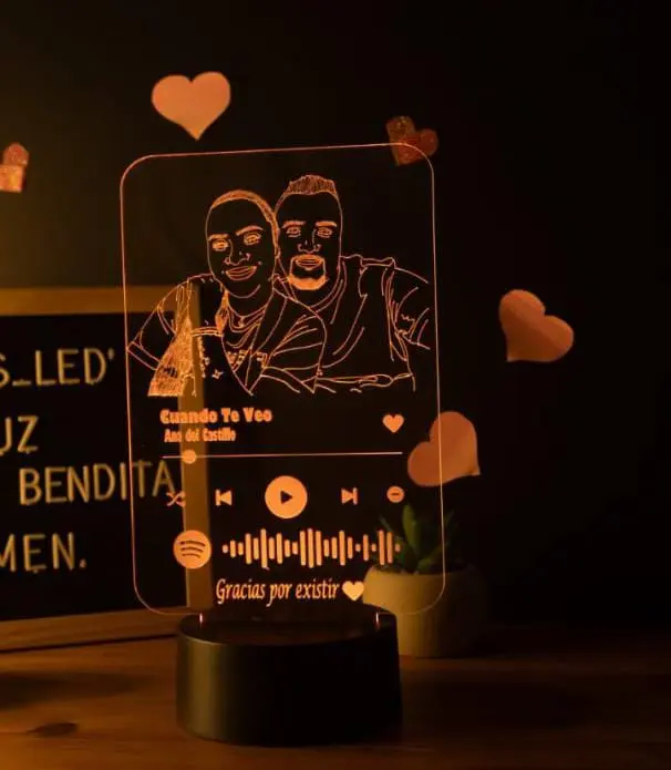 Lámpara Acrílica Spotify Personalizada – Tu canción favorita, iluminada