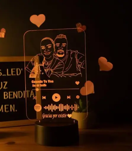 Lámpara Acrílica Spotify Personalizada – Tu canción favorita, iluminada